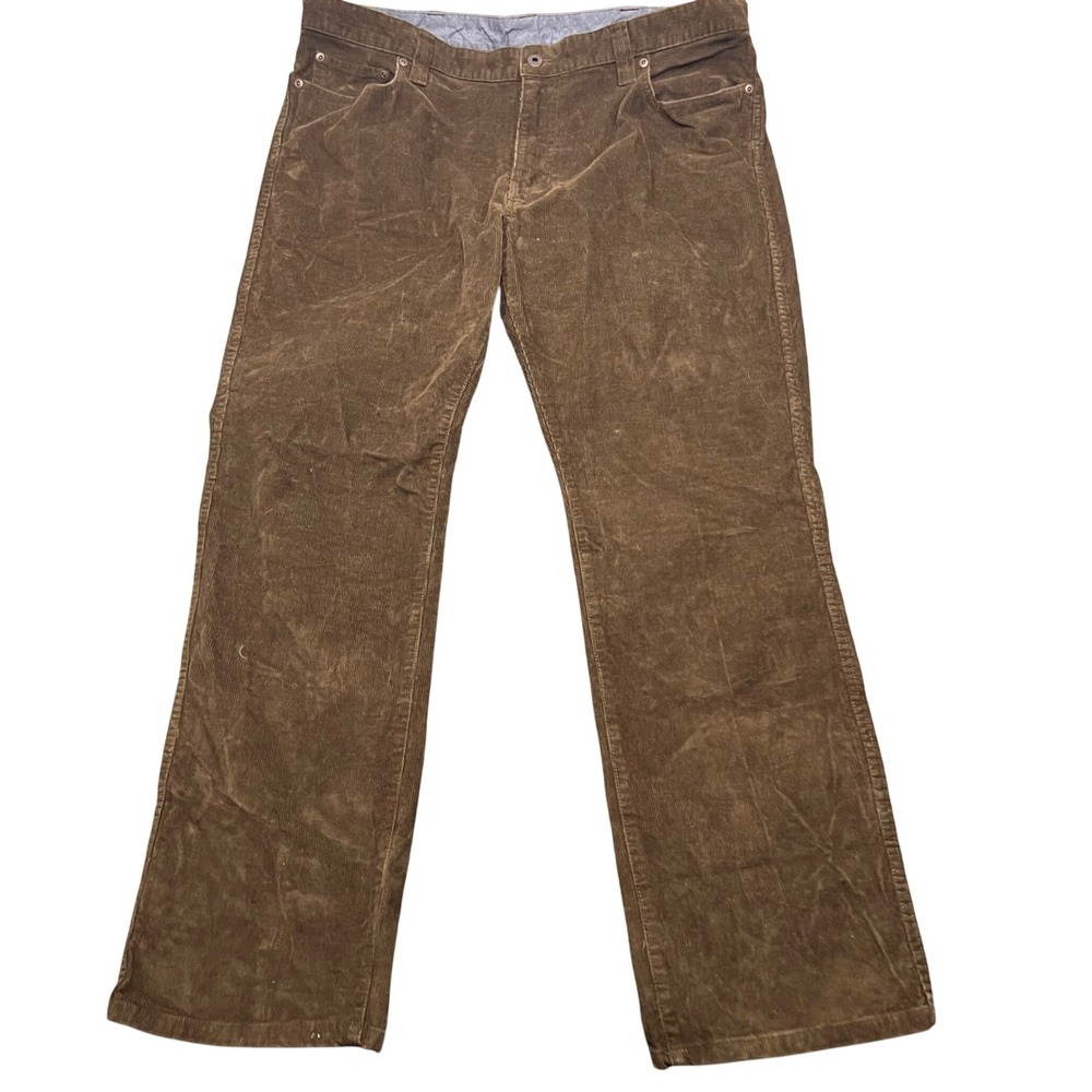 LL Bean Standard Fit Corduroy Pants Mens 38x30 Brown Stretch Straight Leg - Picture 2 of 8